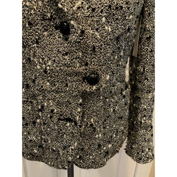 J. Crew Collection Shimmering Silver Metallic, Black & White Tweed Blazer, Sz 2 - Picture 3 of 9